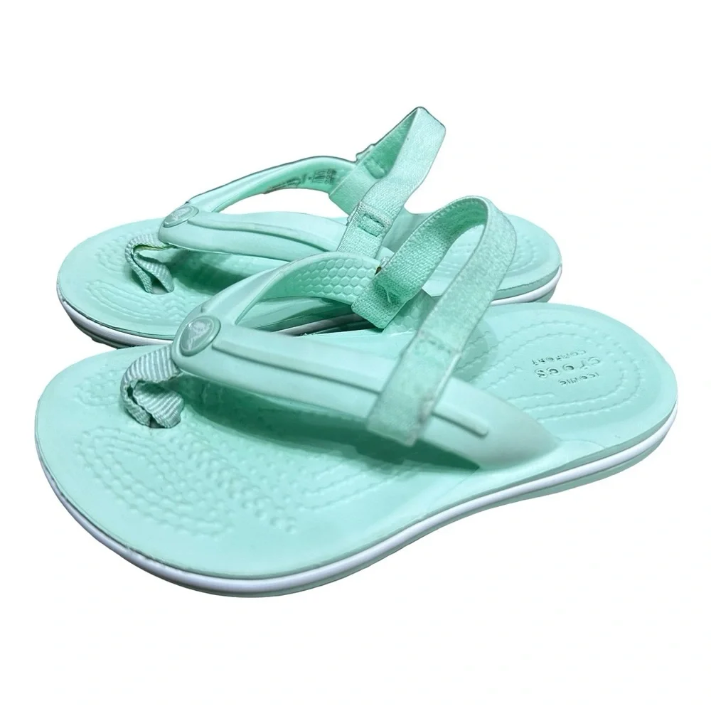 CROCS Kids' Crocband™ Strap Flip 205777 Blue Green Size C 6 Comfy Summer Water